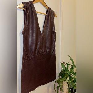 ZARA dress. Size small. 100% leather (brown).